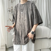 Threebooy Boxy Tee Embossing Vintage Mens Clothing Original Oversized T-shirt Big Size Short Sleeve T Shirt Harajuku Fashion Streetwear